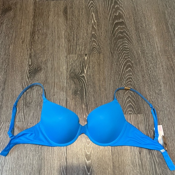 PINK Victorias Secret Blue Push up Bra with Bling Straps - Picture 1 of 5